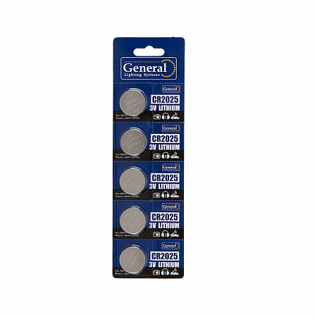Батарейка  GBAT-CR2025  кнопочная литиевая 5pcs/card  (5/100/5000) - фото